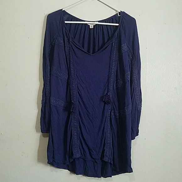 Lucky Brand Tops - Lucky Brand Boho Lace Navy Blue 2X Top
